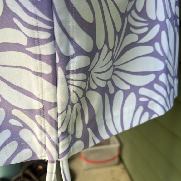 Coolibar Lawai Ruche Purple and White Floral Sun Protection Top - Picture 7 of 8